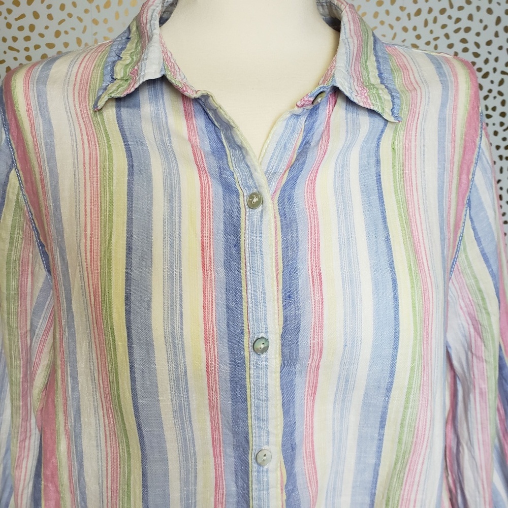St Tropez Striped Linen Button Down - image 3
